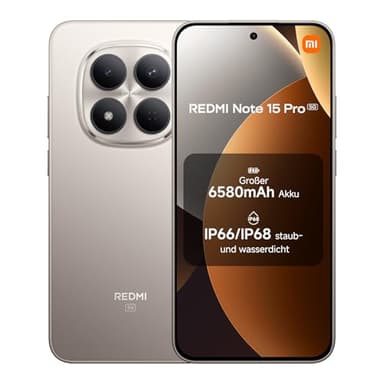 XIAOMI Redmi Note 15 Pro 5G Smartphone (12+512 GB) – 6580-mAh-Akku, IP66/IP68 Staub- und Wasserschutz, Neue 200-MP-Kamera, 6,83" AMOLED-Display, Titanium, 2 Jahre Garantie