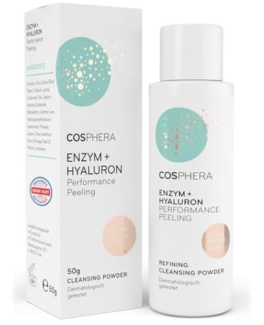 Enzym Peeling Gesicht mit Hyaluron (100% Veganes Enzym Powder) - Sanfte, porentiefe Gesichtsreinigung für glatte Haut, zum Poren verkleinern und gegen Akne & Pickel - Enzympeeling für alle Hauttypen