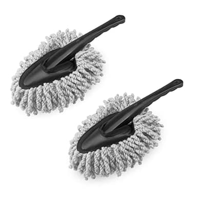 JNNJ 2 Stück Car Duster, Auto-Staubwedel-Reinigungsbürste, Car Duster Mikrofaser Waschbürste Reinigungsbürste Mit Stiel, Mini-Staubwedel Für Auto, Universal(Grau)