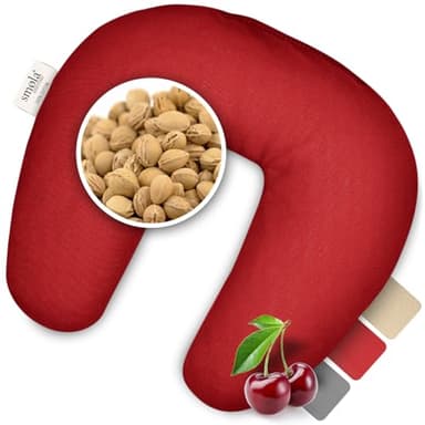 smøla Kirschkernkissen Nacken für Mikrowelle I 27x25cm Nackenhörnchen zum erwärmen I Wärmekissen 100% Baumwolle I 500g Kirschkerne I Nackenkissen, Natürliche Wärmflasche, Weinrot