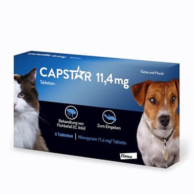 Capstar Tabletten für Katzen und kleine Hunde bis 11 kg, schnell wirksames Mittel gegen Flöhe, 6 Tabletten-Packung