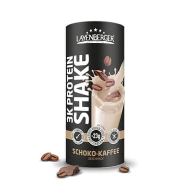 Layenberger 3K Protein Shake - 75% Eiweiß und nur 4,5% Kohlenhydrate bei 6,8 g Zucker, (1x 360 g) - Schoko-Kaffee