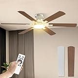 Mefine 132cm Deckenventilator mit Beleuchtung Leise, Große Deckenventilator mit Licht und Fernbedienung, LED Lampe Ventilator mit Umkehrbarer DC Motor für Schlafzimmer, Wohnzimmer(ohne Batterie)