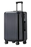 Münicase M816 TSA-Schloss, Dehnungsfuge, Teleskopgriff, Reisekoffer mit 4 Rollen, Hartschale, Mittle 65cm, Schwarz