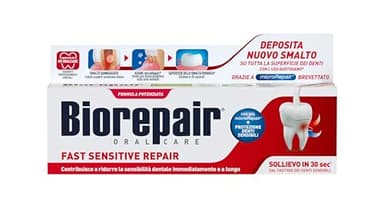 Biorepair, Fast Sensitive Repair Zahnpasta, reduziert die Empfindlichkeit des Zahnes und lindert Schmerzen empfindlicher Zähne in 30 Sekunden, schützt und repariert Nagellack, fluoridfrei, 75 ml