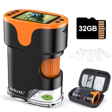 Digitales Mikroskop für Kinder 6-12 Jahre: 5,1cm 4K Bildschirm USB Tragbare Lupe mit Akku – Handy Wissenschaftliches Spielzeug Geschenk für Jungen Mädchen zu Weihnachten mit 32G Karte & Eva-Koffer
