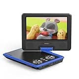 YOTON 9,5" Tragbarer DVD-Player für Kinder im Auto mit 7,5" HD-Schwenkbildschirm, Stereo-Lautsprechern, 6 Stunden Akkulaufzeit, Sync-TV/USB/SD-Karten-Unterstützung, Blau [Kein Blu-ray Support]