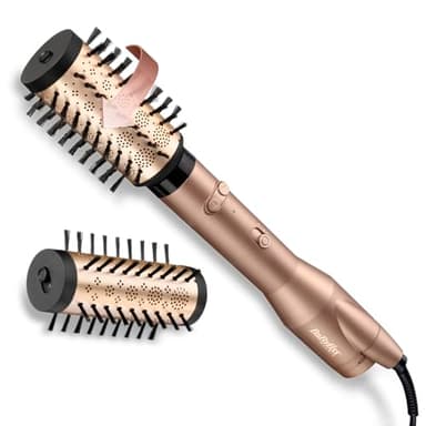 BaByliss Big Hair Dual Rotierende Warmluftbürste – Ionen-Technologie mit Anti-Frizz, 50mm & 40mm Aufsätze, 2 Rotationsrichtungen, 2 Temperatureinstellungen + Kaltstufenschalter, champagner, AS952E