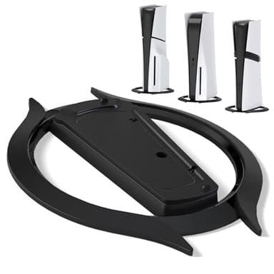 PlayVital Vertikaler Standfuß für PS5/Slim/Pro/Standard Konsole Digital und Disc, Platzsparende Ständer Halter Stabiler Zubehör für PS5/Pro/Slim mit Anti-Rutsch-Pads Einfache Montage (Schwarz)