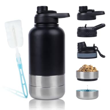 Trinkflasche Hunde für Unterwegs, 1000ml Edelstahl Hundetrinkflasche mit Tragbarer Schüssel, Wasserflasche für Hunde auf Reisen und Outdoor-Aktivitäten.