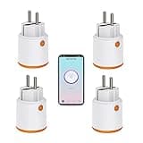 Smart Power Plugs: Zigbee Smart Plug mit Mess- & Timerfunktion, Tuya App Control, Notification Push, Zigbee Hub erforderlich, 16A Zigbee Steckdose kompatibel mit Alexa, Google Home (4-Pack)