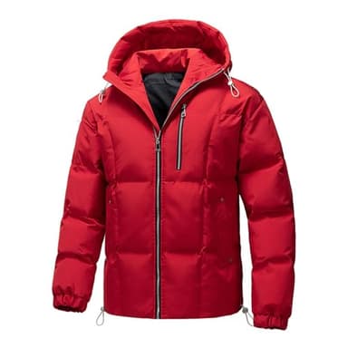 Generisch Winterjacke Herren Wasserdichte Jacke Warm Daunenjacke Einfarbig Wintermantel Steppjacke Winter Kapuzenjacke Softshelljacke Komfort Outdoor Jacken Lässig Herren-jacken Rot L