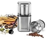ROMMELSBACHER Gewürz und Kaffee Mühle EGK 200-2 Edelstahlbehälter mit Schlagmesser & Spezialmesser, Füllmenge 70 g, Mahlgrad über Mahldauer wählbar, auch für Pesto, Gewürze, Nüsse, Zucker, 200 Watt