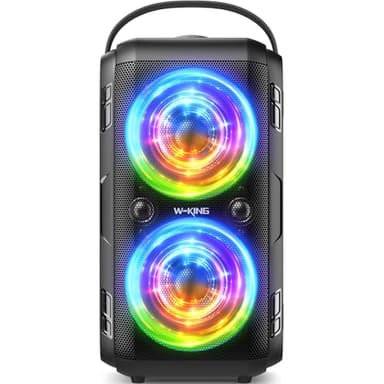 W-KING 180W PEAK Bluetooth Lautsprecher Groß, 80W Party Boom Box Laut Musikbox Bluetooth Box Kabelloser, Natürlich Tiefer Bass/4 Treiber 2*4.04'' Woofer, Riesig 105dB Sound, IPX5/LED/24H/USB/TF/AUX/EQ