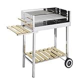 GLÜHZONE HKG 500, Grill XXL Edelstahl Grillwagen, Holzkohlegrill fahrbar mit Holzablage, 4-fach höhenverstellbarer großer Grillrost, langlebig