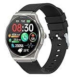 Knauermann PRO 3 (2024) Silber - Gesundheitsuhr Smartwatch mit Telefoniefunktion - EKG + HRV und SOS Funktion - AMOLED Display- BT Bluetooth - Schlafapnoe - Silikonband Schwarz, 14-24, rund