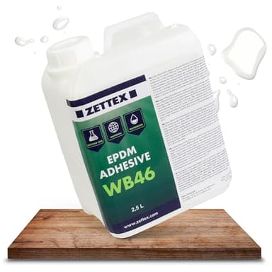 Zettex WB46 EPDM Kleber - 2,5 Liter für bis zu 15m² / Lösungsmittelfrei & wasserbasiert/EPDM Flächenkleber ideal für Holz & Beton Untergründe/EPDM Folienkleber
