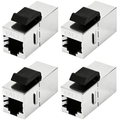 Joycabin 4 Stück 10 Gbps CAT 7 Keystone Modul RJ45 Geschirmt Kupplung Buchse Verbinder für RJ45 Patchkabel 10 Gbps LAN DSL Ethernet und Nutzbar als Keystone