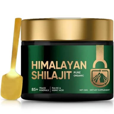 Shilajit Orginal Himalaya, 50 ml Premium Shilajit Harz, Reich an über 85 Mineralien, Fulvosäure & Huminsäure, Steigert die Energie, Unterstützt das Immunsystem und die Zellgesundheit, Vegan