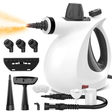 Dampfreiniger, 1050 W Dampfreiniger Handgerät mit 11 Zubehörteilen, Leistungsstarker Mehrflächen Mehrzweck Steam Cleaner zum chemiefreien Reinigen von Böden, Fugen, Sofas und Autos