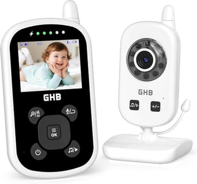 GHB Babyphone mit Kamera 2,4 Zoll ECO Modus Baby Monitor mit Nachtsicht 2X Digital Zoom Wiegenlieder