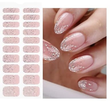 JMEOWIO Nagelfolie Glitter Hell Rosa Gel Nail Nagelfolien Selbstklebend Nagelsticker Uv Härtend Dekoration Nageldesign Zubehör