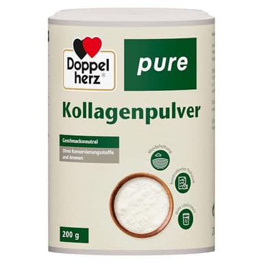 Doppelherz pure Kollagenpulver - geschmacksneutral - leicht löslich - ohne Konservierungsstoffe und Aromen - kontrollierter Rohstoff aus Weidehaltung - 200 g