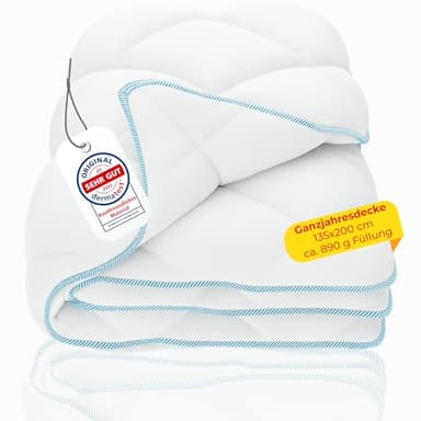 Rosenkern Bettdecke 135x200 - [SEHR weiches Mikrofaser & Atmungsaktiv] - Ganzjahresdecke 135 x 200 cm - [Pflegeleicht bis 95° Waschbar] - Steppdecke 135x200 Ganzjahr ohne Bezug