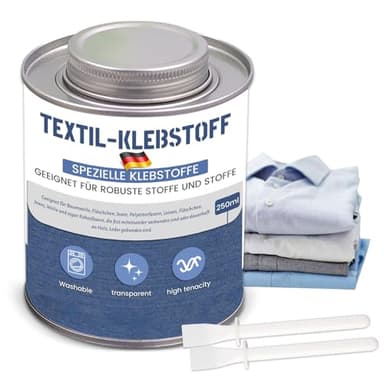 Spezialkleber Textil, 235ml Textilkleber, Klarer Waschbarer Stoffkleber für Baumwolle, Flanell, Denim, Polyester und Weitere Stoffarten, Ideal für Kleidung, Heimtextilien und Reparaturen