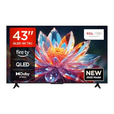 TCL 43T6C 43 Zoll QLED Fernseher, 4K UHD Fire TV, HDR10+, Dolby Vision & Atmos, Smart TV mit Sprachsteuerung mit Alexa, Google Cast & AirPlay 2