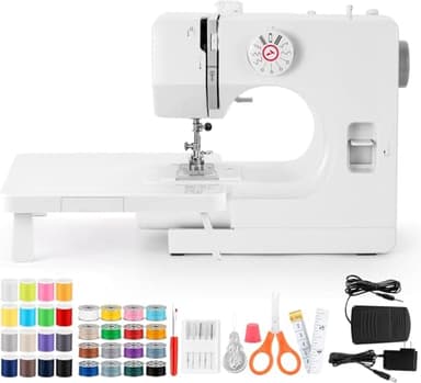 Mechanische Nähmaschine für Näh-Einsteiger & Anfänger, 12 Stichprogrammen, Freiarm, Nählicht & elektrischem Fußanlasser mit Fußpedal & Nähset - (Neueste glatte Version)
