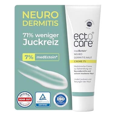 ectocare® Neurodermitis Creme Akut mit 7% Ectoin 50 ml | Dermatitis & Ekzemen Salbe ohne Kortison | Lindert trockene, gereizte, rote und juckende Haut | Medizinprodukt, auch für Kinder und Babys