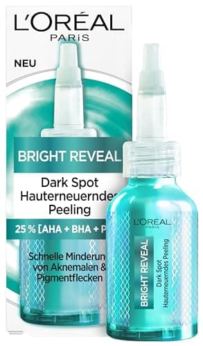 L'Oréal Paris Peeling - Reduziert Pigment- & Aknemalen schnell, verfeinert die Hautstruktur mit Niacinamid & AHA, Bright Reveal Dark Spot Peeling, 25 ml