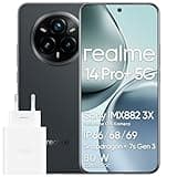 realme 14 Pro+ Android Smartphone, 8+ 256 GB, Sony IMX896 OIS-Kamera, Qualcomm Snapdragon 7s Gen 3 5G, IP69, 6,83" 120-Hz-Display, 5260-mAh-Akku, Grau (Mit Adapter)