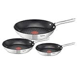 TEFAL Duetto 3-teiliges Pfannen-Set 20/24/28 cm, Pfanne Induktion, Thermo-Signal bei idealer Brattemperatur, sichere Antihaftversiegelung, für alle Herdarten geeignet, leichte Reinigung, A704S3