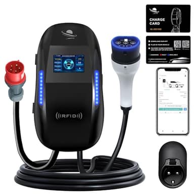 LEISHENG ENERGY Wallbox Typ 2 11kW mit App & WLAN 3-phasige EV-Ladestation 400V 16A, 6 m Ladekabel mit Halter, Heim-Wallbox für E-Autos & PHEV