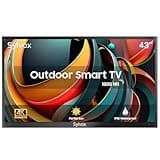 SYLVOX 43 Zoll Outdoor TV 1000Nits IP55 Wasserdicht,Smart Android TV 4K UHD. HDR 10 Dolby Audio Fernsehen, Sprachsuche. DTV&ATV,DVB-T/C/T2/S/S2 Google Assistant Built-in,für Terrasse Teilweise Sonne