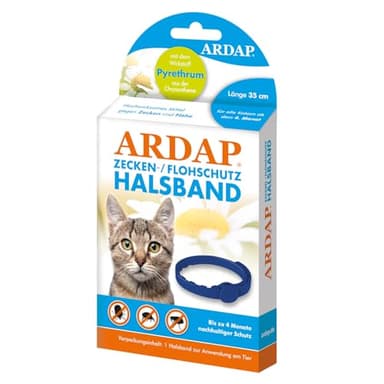 ARDAP Zecken- & Flohschutzhalsband für Katzen ab dem 4. Monat - Bis zu 4 Monate nachhaltiger Langzeitschutz - Natürlicher Wirkstoff gegen Zecken & Flöhe (PT19)
