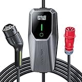 VDLPOWEREU Typ 2 Ladekabel 11kW, EV Ladegerät Dreiphasig CEE 16A Mobile Wallbox Ladestation Einstellbarer Strom und Einstellung Startzeit für Allen Elektrofahrzeugen EV PHEV IEC 62196-2 Stecke 5 Meter