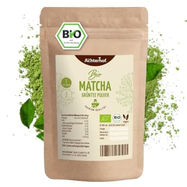 Bio Matcha Grüntee Pulver 100g | für Matcha Latte oder Tee | naturrein und vegan | Achterhof
