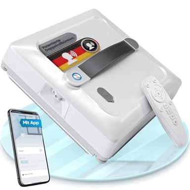 Fensterputzroboter [patentierte Rollbürsten] Fensterputzer elektrisch mit App-Steuerung [deutsch] Fensterroboter 3-Düsen Sprühfunktion & Anti-Fall-Sensoren | Winbot Roboclean Window Cleaning Robot