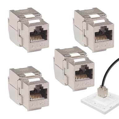 Huweko 4 Stück Rj45 Kupplung,Cat7 Keystone Rj45 Modul Buchse,Keystone Cat 7,Cat 7 Stecker,Lan Stecker Cat7 Werkzeuglos,Für Patchpanel Und Netzwerkdose