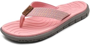 KuaiLu Flip Flops Damen Weich Leder Stoff Zehentrenner Frauen Bade Sandalen Bequeme Breite Füße Badelatschen Yoga Gummi Fußbett Sommer Strand Zehensandalen rutschfest Drinnen Draußen Pink 39