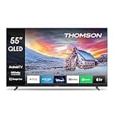 Thomson 55 Zoll (139 cm) QLED Fernseher Smart Android TV (WLAN, HDR, Triple Tuner DVB-C/S2/T2, Sprachsteuerung) – 55QA2S13-2023