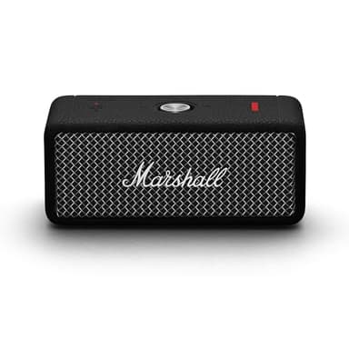 Marshall Emberton II tragbare Bluetooth Lautsprecher, kabellos, koppelbar, IP67 Staub und wasserfest, über 30 Stunden Spielzeit, Schnellladung, Innen- und Außenlautsprecher - Schwarz und Stahl
