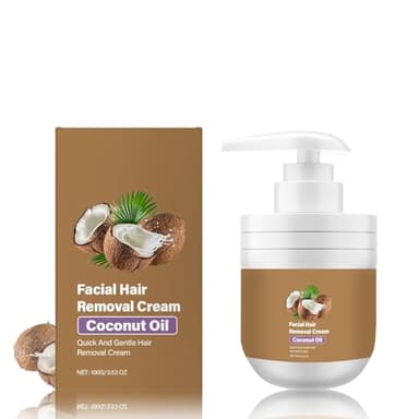 Coconut Facial Depilatory Cream, Coconut Enthaarungscreme für das Gesicht, Kokosnuss-Haarentferner für Oberlippe und Kinn, Sanft und Nicht Reizend, für den Körper Empfindliche Haut (1)