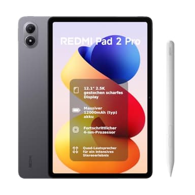 XIAOMI REDMI 2 Pro + Stift, 6+128GB, 12,1" 2,5K 120Hz Display, Riesiger 12.000mAh (typ) Akku, 4nm Prozessor, Nahtlose Konnektivität, Graphitgrau