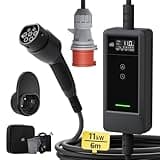 dé Mobile Wallbox/Ladestation 11kW [6m|3-phasig|6-16A] mit Einstellbarer Ladeleistung, Ladekabel CEE 16A auf Typ 2 und EV Ladegerät für Model Y/3, ID.3/4/5, MG4, EX30, e-up, e-tron und BEV/PHEV