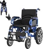 VOCIC Rollstuhl Elektrisch Faltbar Leicht bis 150KG,30KM Elektrischer Rollstuhl Outdoor Elektrorollstuhl mit 40CM Gummi Luftbereifung für all Gelände,Leicht zu transportieren (Blau)