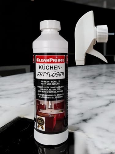 CleanPrince Küchen-Fettlöser 0,5 Liter Küchenfettlöser 500 ml Dunstabzugshaube Fettfilm Öl Fettentferner Entfetter Küchenfett Gastronomie Küche Fett Reiniger Löser Dunsthaube Ablufthaube
